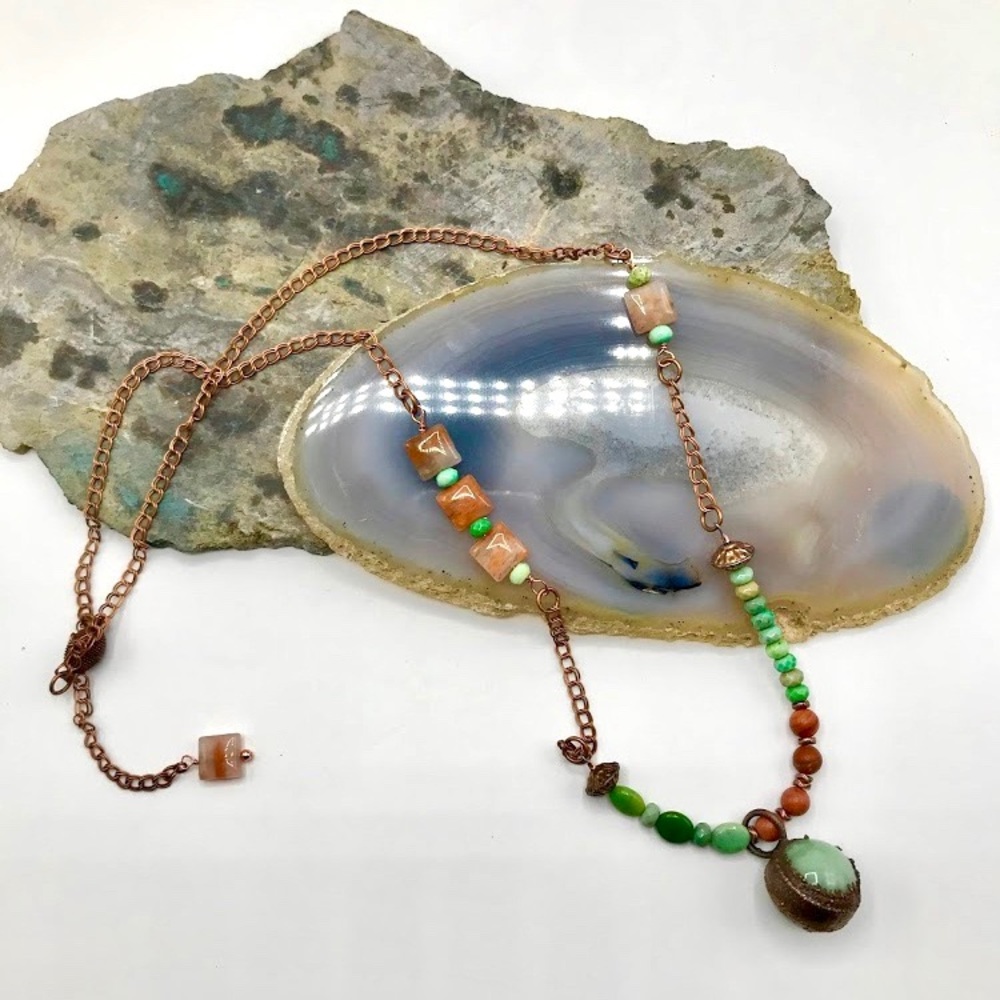 Beautiful Copper & Jade Necklace
